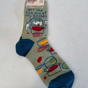 NEW Blue Q Womens Crew Socks "Get The Hell Out of My Kitchen" Saying NWT Funny